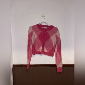 Zara | Pink Printed Button Up Sweater